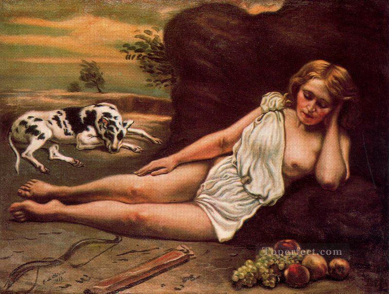 Diana duerme en el bosque 1933 Giorgio de Chirico Desnudo clásico Pintura al óleo